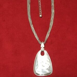 Chico's Multi-strand Silver-tone Statement Necklace with Pendent